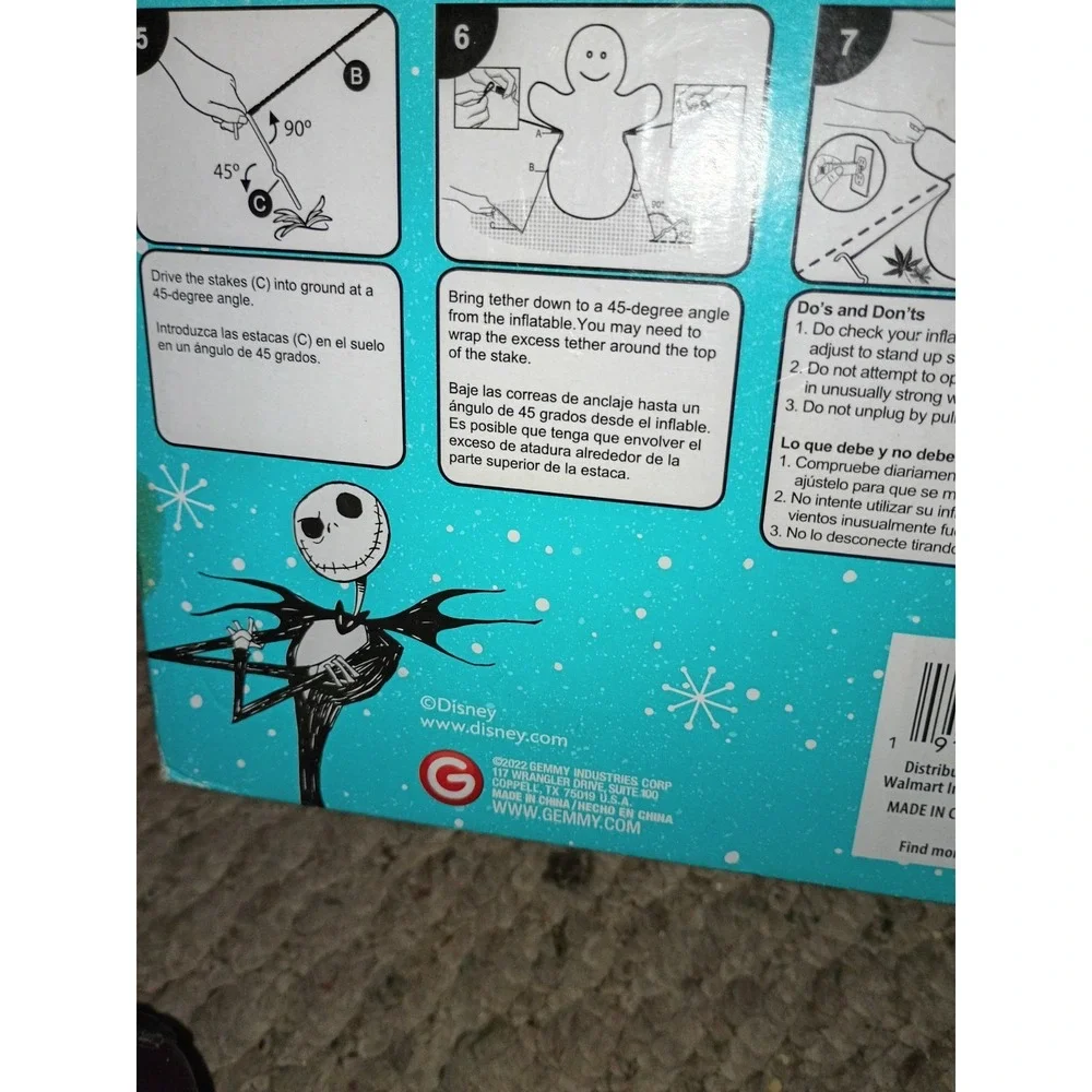 Gemmy 114393 Jack Skeleton Inflatable Christmas 2022 Used 5.5ft